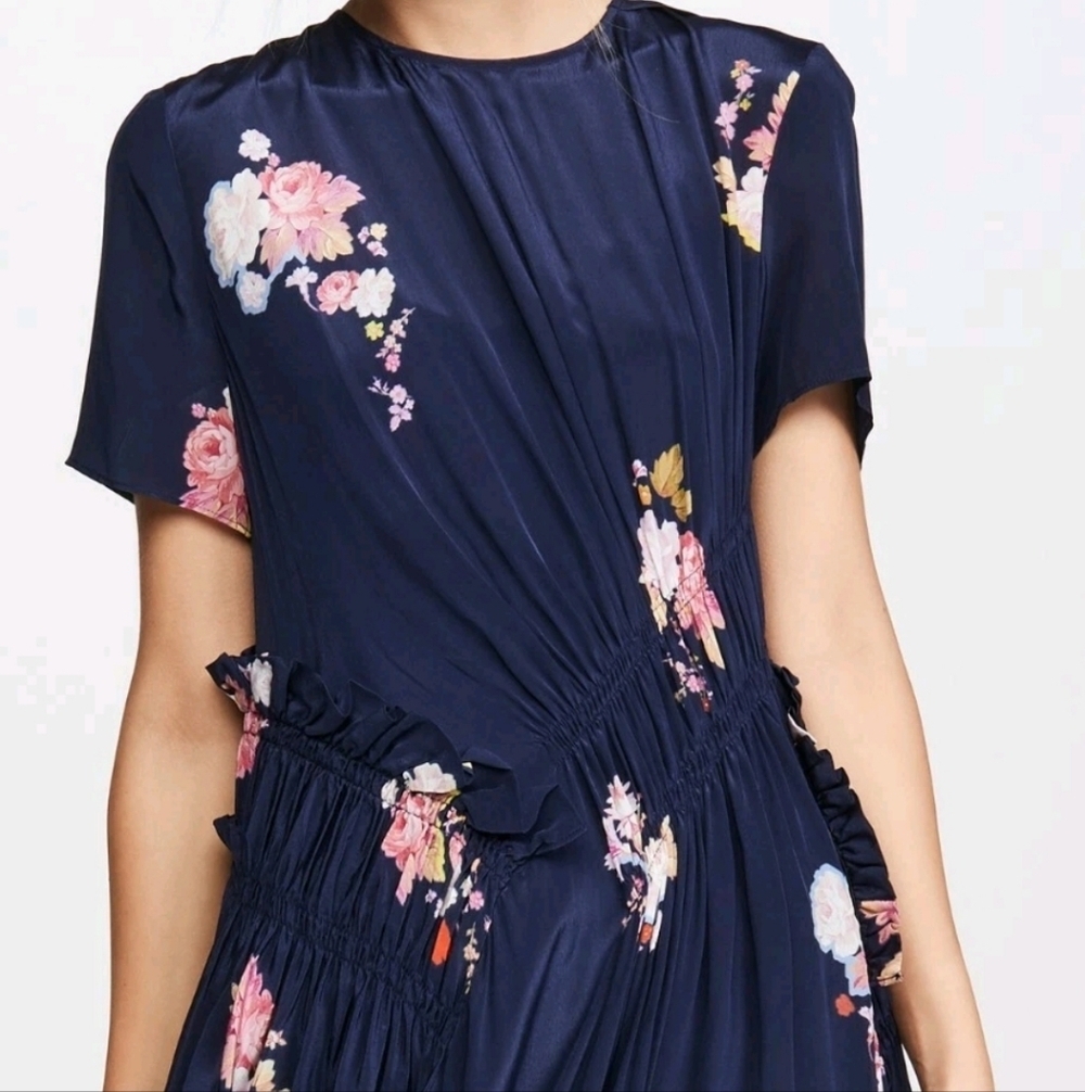 Preen Line Verna Floral Asymetrical Navy Midi Dress - Picture 4 of 13